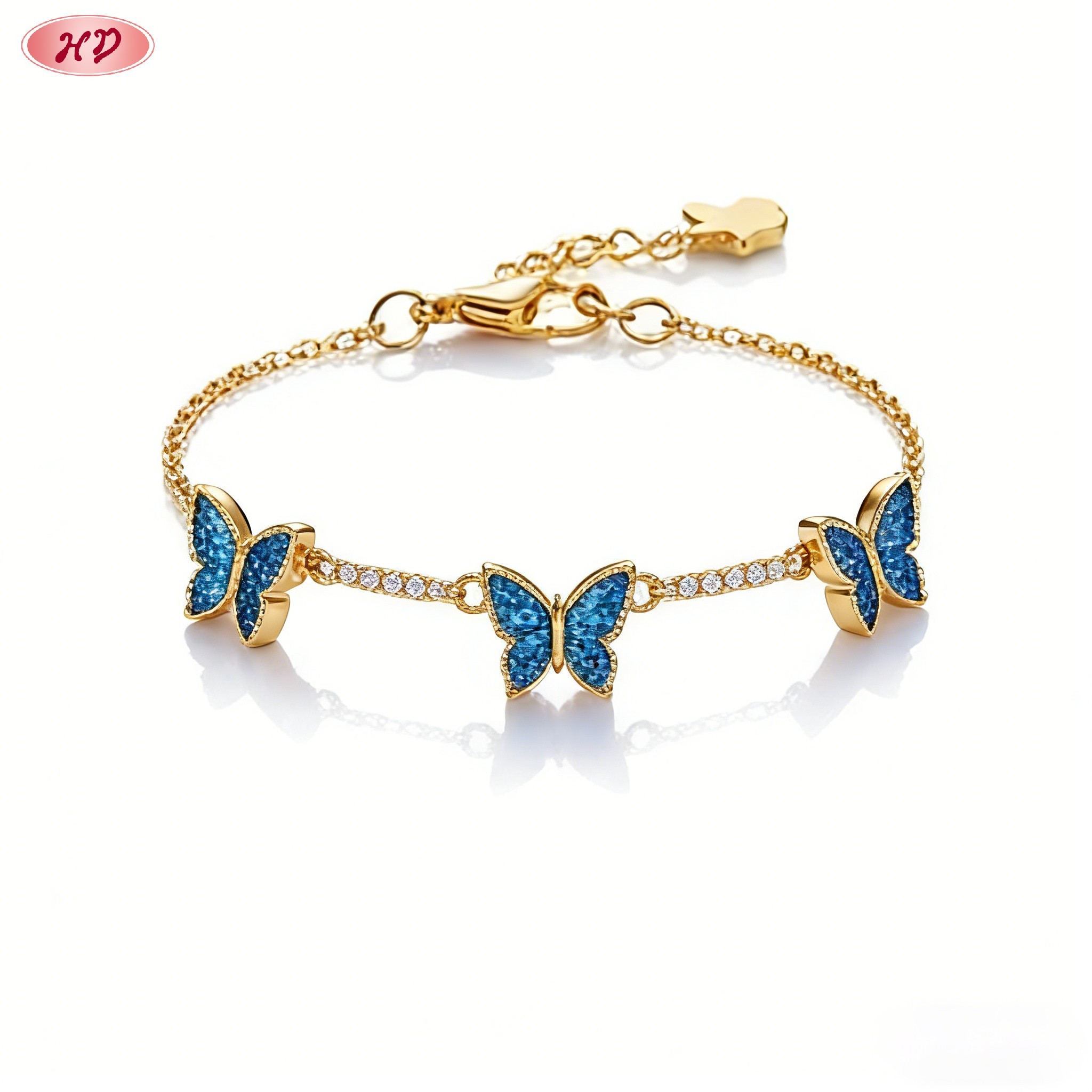 Delicate 18K gold plated cubic zirconia bracelet view 2