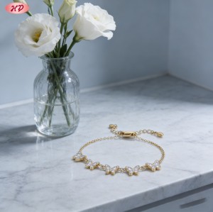Bold Cubic Zirconia Bracelet Bulk Supplier | 18K Gold Plated Brass AAA CZ for Women