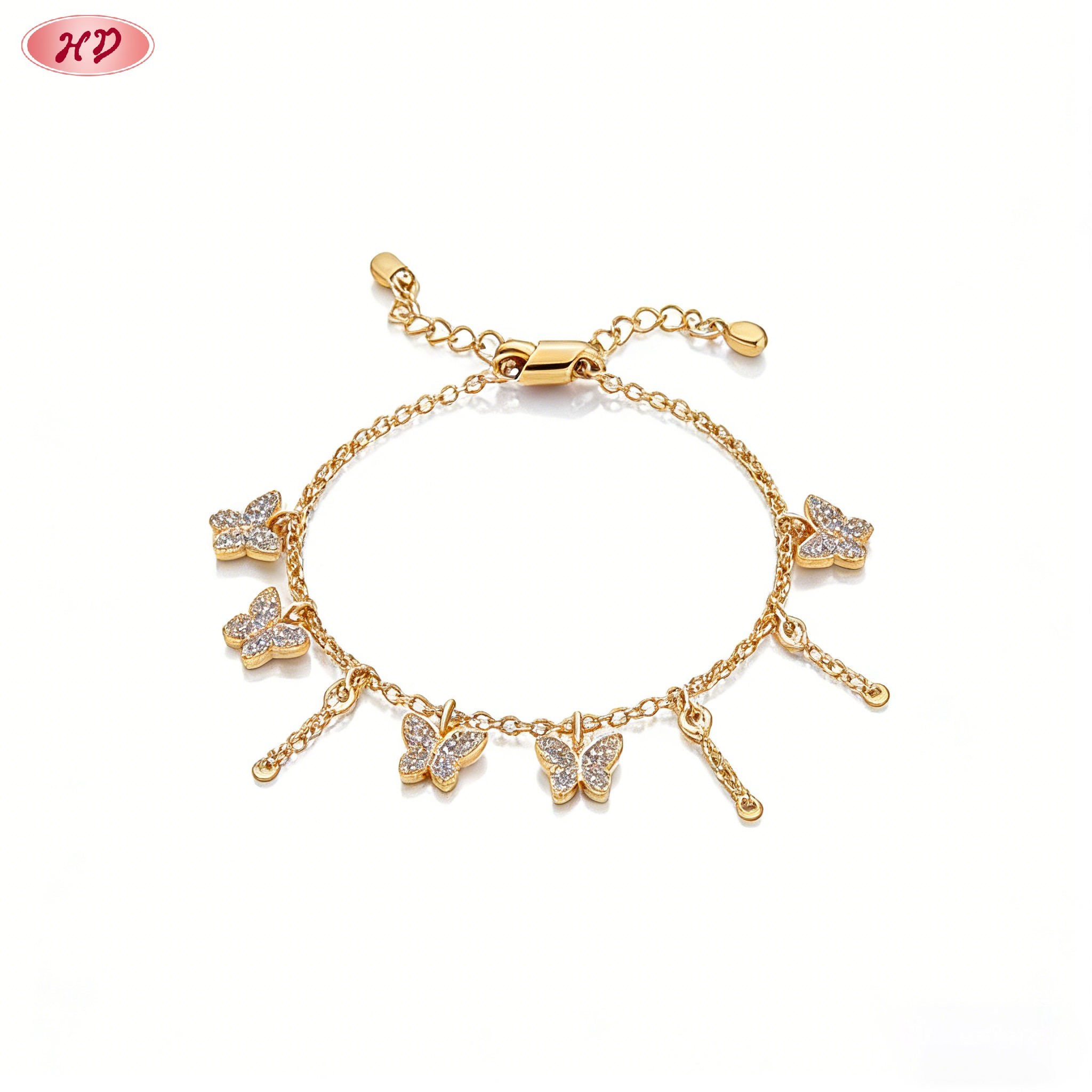 Artisan 18K gold plated cubic zirconia bracelet view 2