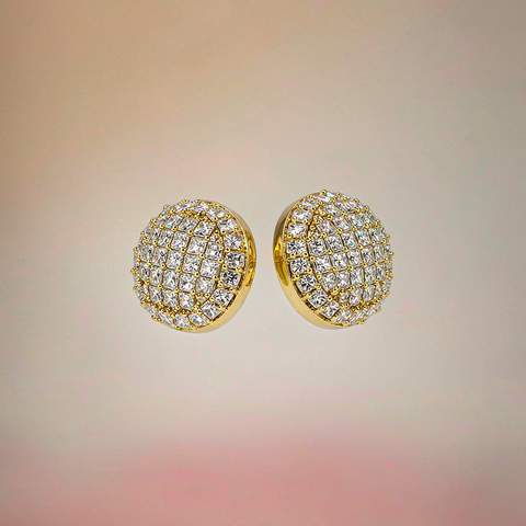 Gold plated earrings fully set with micro pave cubic zirconia stones