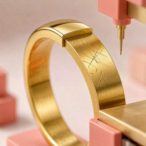 Macro view of a gold plated bangle showing an even plating layer
