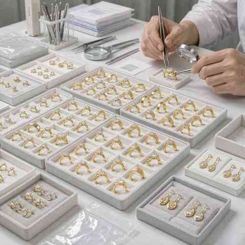 Quality inspection of finished jewelry before shipping