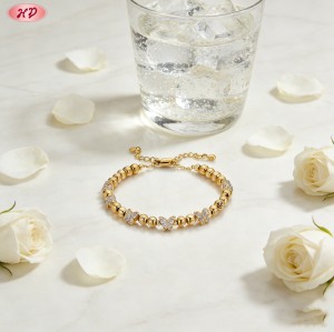 Suministro directo de fábrica, pulsera de circonita cúbica de moda | Latón chapado en oro de 18k AAA CZ