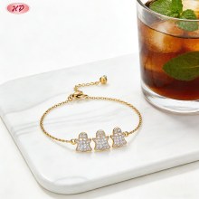 Pulsera audaz de circonita cúbica al por mayor | Latón chapado en oro de 18k AAA CZ para revendedores