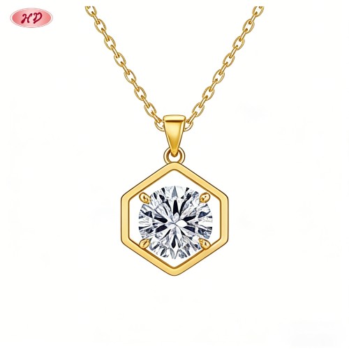 Auffällige Zirkonia-Anhängerkette, 18 Karat vergoldet, im Großhandel | AAA CZ Schmuck