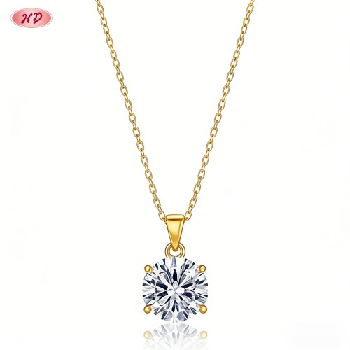 Fábrica OEM de joyería, collar colgante de tendencia en circonita cúbica chapada en oro de 18k | AAA CZ