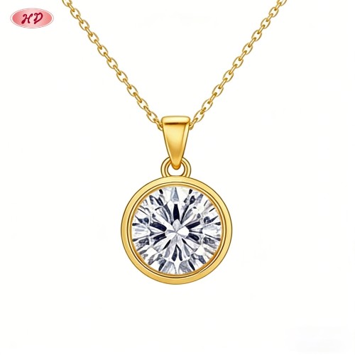 Fabricante exportador, collar atemporal de circonita cúbica chapado en oro de 18k | Colgante AAA CZ