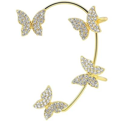 Wholesale Spring Arrivals Clip Earrings| Butterfly Korean Style Ear Bone Clip Earrings Fashion Gift For Girlfriend| AAA CZ 18k Yellow White Gold
