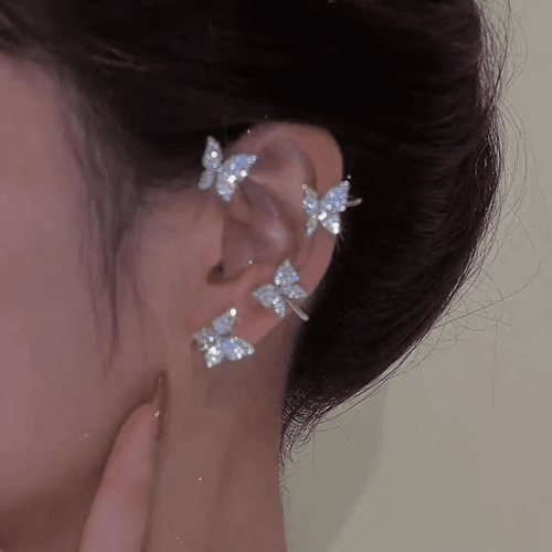 Wholesale Spring Arrivals Clip Earrings| Butterfly Korean Style Ear Bone Clip Earrings Fashion Gift For Girlfriend| AAA CZ 18k Yellow White Gold