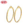 Wholesale Western Simple Large Hoop Earring| Circle Dimensional Stereoscopic Triangular Pattern Ear Piercing Fashion Jewelry Statement Lady Earring| 18k Gold Plated in Brass