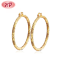 Quality Brass Jewelry Factory Dircet Supply| Women Carving Pattern Large Twisted Hoop Earrings Dealer | 18 karat Gold over Brass