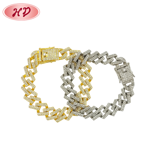 Cuban Link Chain Supplier| Iced Out Man Bracelet Wholesale| 18k Gold Rhodium Plated AAA Cubic Zirconia Gift for Boyfriend