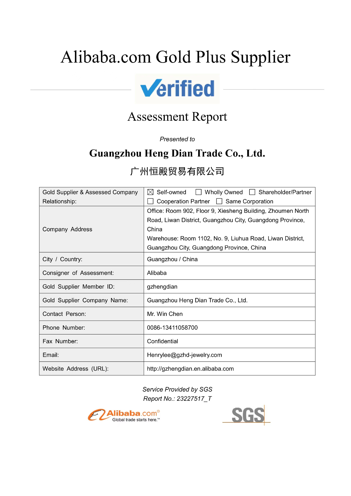 Supplier Assessment Report