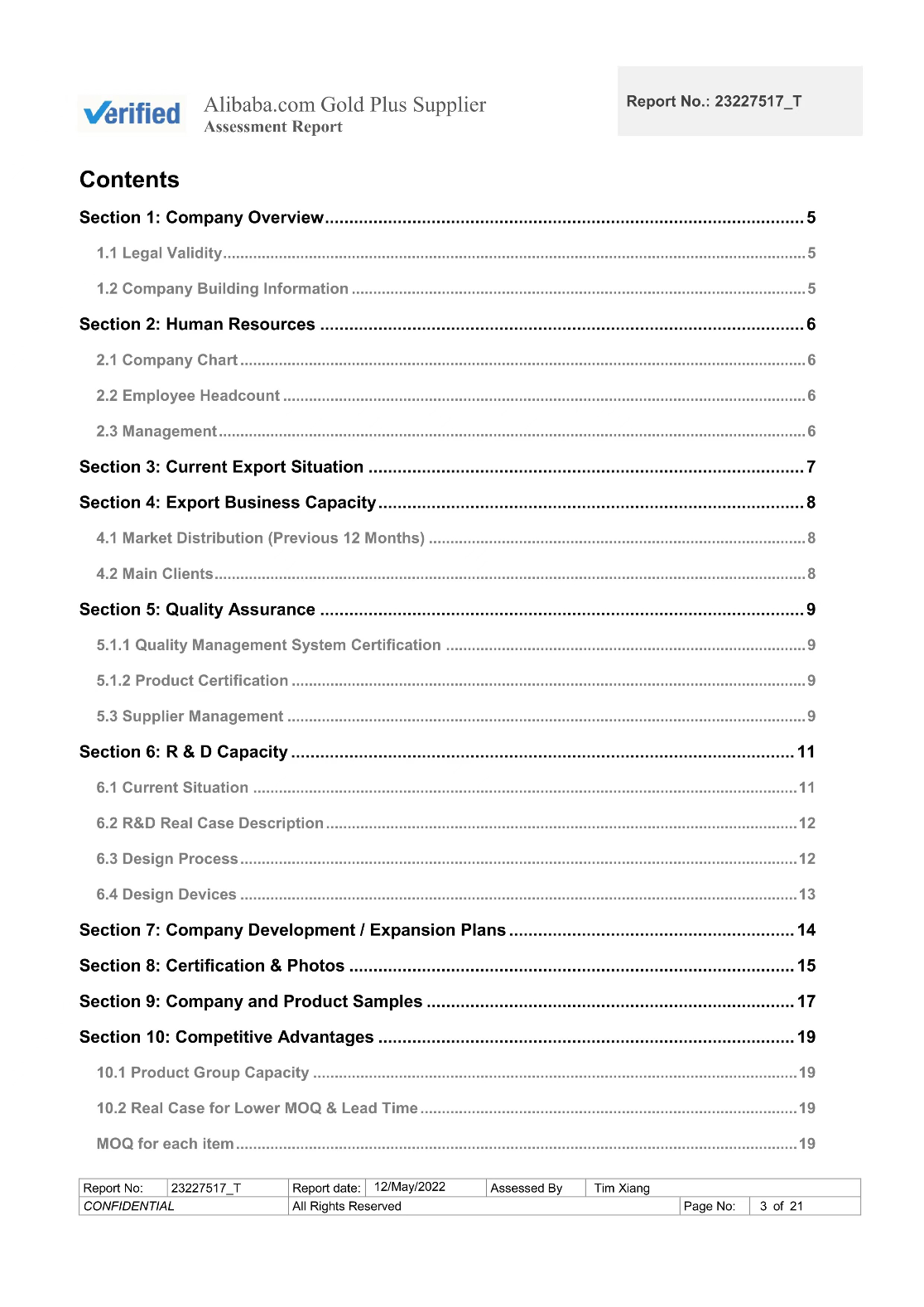 Supplier Assessment Report