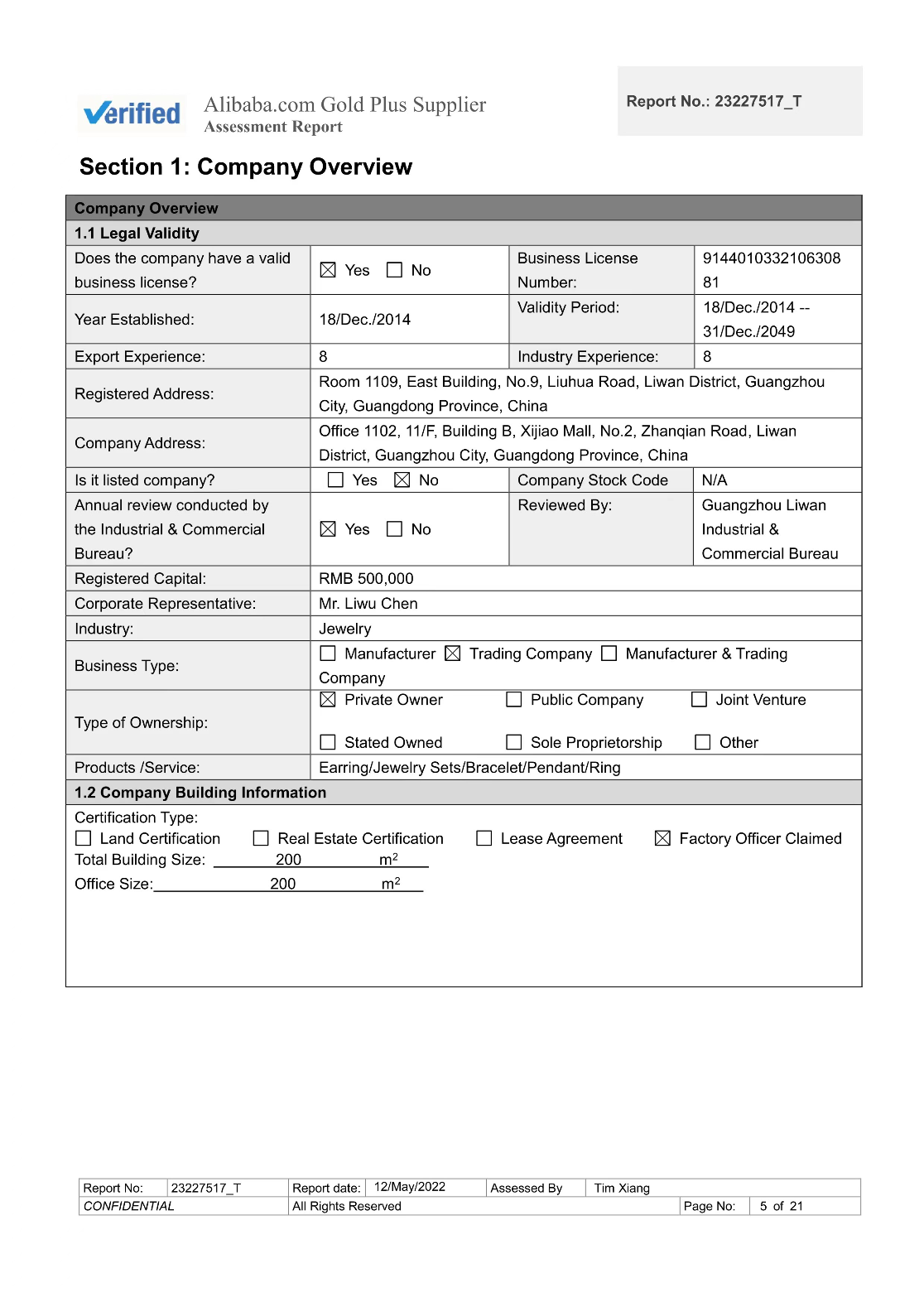 Supplier Assessment Report