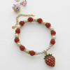 Pulsera chapada en oro de 18 quilates. Joyería al por mayor | Diseño de frutas | Fresa | Perla