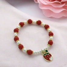 Pulsera chapada en oro de 18 quilates, venta al por mayor | Diseño de perla y fresa