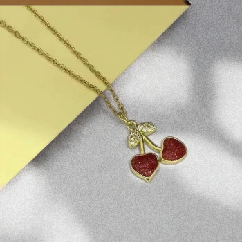 Wholesale Pendant Necklace Heart-Shaped Cherry Design | Fashion Trend Jewelry
