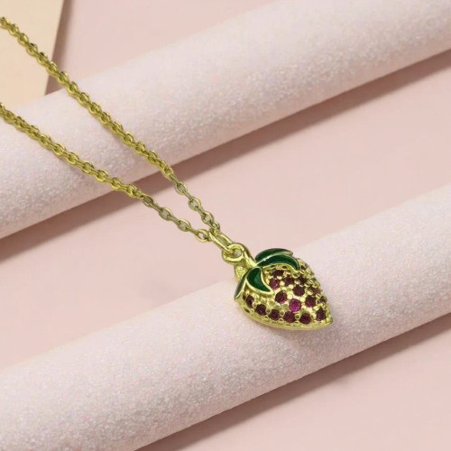 Pendant Necklace Sweet Strawberry Design Wholesale Jewelry | Manufacturer's Direct Delivery