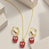 Proveedor de conjuntos de joyas, joyería para mujer con diseño de manzana de la suerte muy vendida