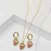 Conjunto de joyería de moda al por mayor, venta caliente, pendientes y collares de fresa para mujer con circonitas