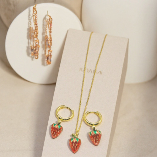 Conjunto de joyas al por mayor: pendientes y collares de fresa para mujer
