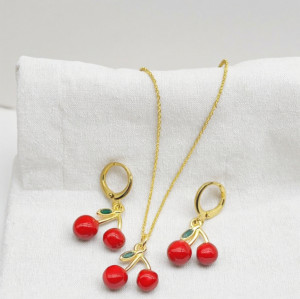 Conjunto de joyas con entrega directa del fabricante: pendientes y collares colgantes de cereza para mujer