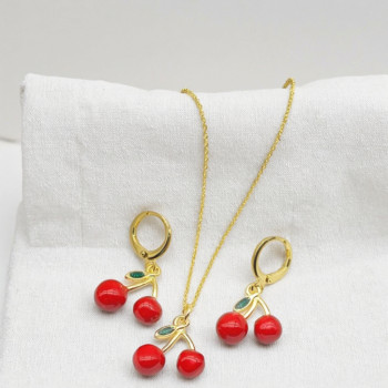 Drop Earrings & Necklaces Manufacturer's Direct Delivery Jewelry Set Cherry Women's Jewelry