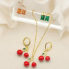 Conjunto de joyas con entrega directa del fabricante: pendientes y collares colgantes de cereza para mujer
