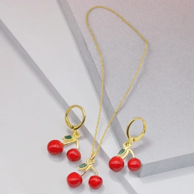Drop Earrings & Necklaces Manufacturer's Direct Delivery Jewelry Set Cherry Women's Jewelry