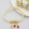 Proveedor chino de pulseras de cadena con diseño de frutas, joyería para mujer chapada en oro de 18 quilates.