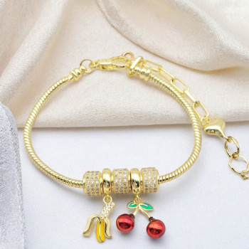 China Chain Bracelet Supplier Fruit Design Women'S Jewelry With 18K Gold Plated