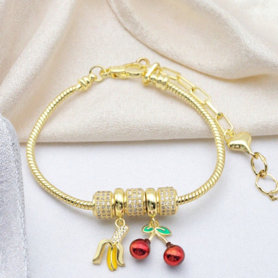 China Chain Bracelet Supplier Fruit Design Women'S Jewelry With 18K Gold Plated