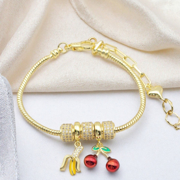 China Chain Bracelet Supplier Fruit Design Women'S Jewelry With 18K Gold Plated