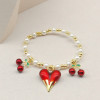 Pulsera de cereza y corazón para mujer, chapada en oro de 18 quilates, venta al por mayor en China
