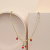 Collar de moda, venta directa de fábrica, chapado en oro de 18 quilates, diseño de cereza, joyería para mujer.