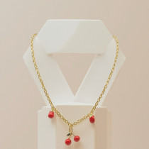 Fashion Necklace Factory Direct Sales 18K Gold-Plated Cherry Design Women's Jewelry