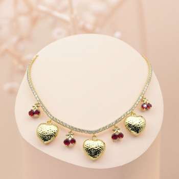 New Fashion Necklaces China 18K Gold Plated Heart & Cherry Jewelry Design