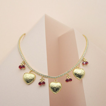 New Fashion Necklaces China 18K Gold Plated Heart & Cherry Jewelry Design