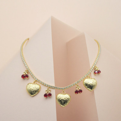 New Fashion Necklaces China 18K Gold Plated Heart & Cherry Jewelry Design