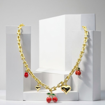 Pendants For Necklaces Wholesale 18K Gold-Plated Heart&Cherry&Chili Niche Design Luxury Jewelry