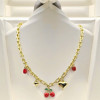 Colgantes para collares al por mayor, chapados en oro de 18 quilates, con diseño de corazón, cereza y chile, joyería de lujo.