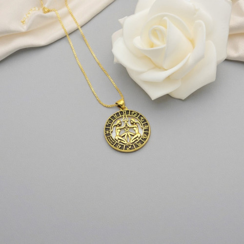 Gemini Jewelry Necklace | 18k Gold Plated Constellation Series Design Women's Jewelry