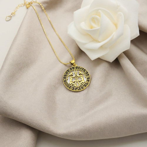 Collar de Géminis | Diseño de la serie Constelación, bañado en oro de 18 quilates, joyería para mujer