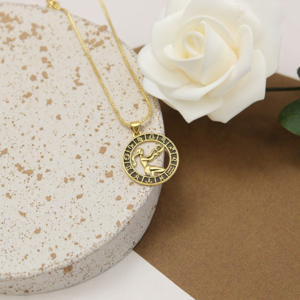 Collar de las Doce Constelaciones | Diseño de la serie Constelación de Virgo, joyería chapada en oro de 18 quilates. Venta al por mayor.