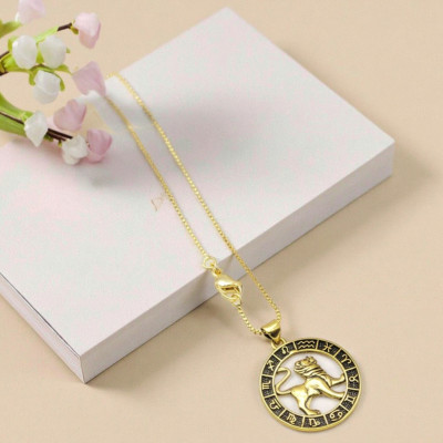18K Gold-Plated Leo Jewelry Necklace | Twelve Constellation Series Design Jewelry Wholesale