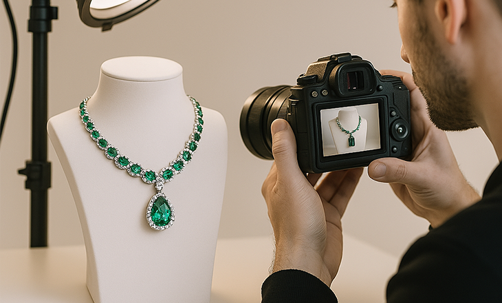 Fotografía profesional de collares de joyería en HD