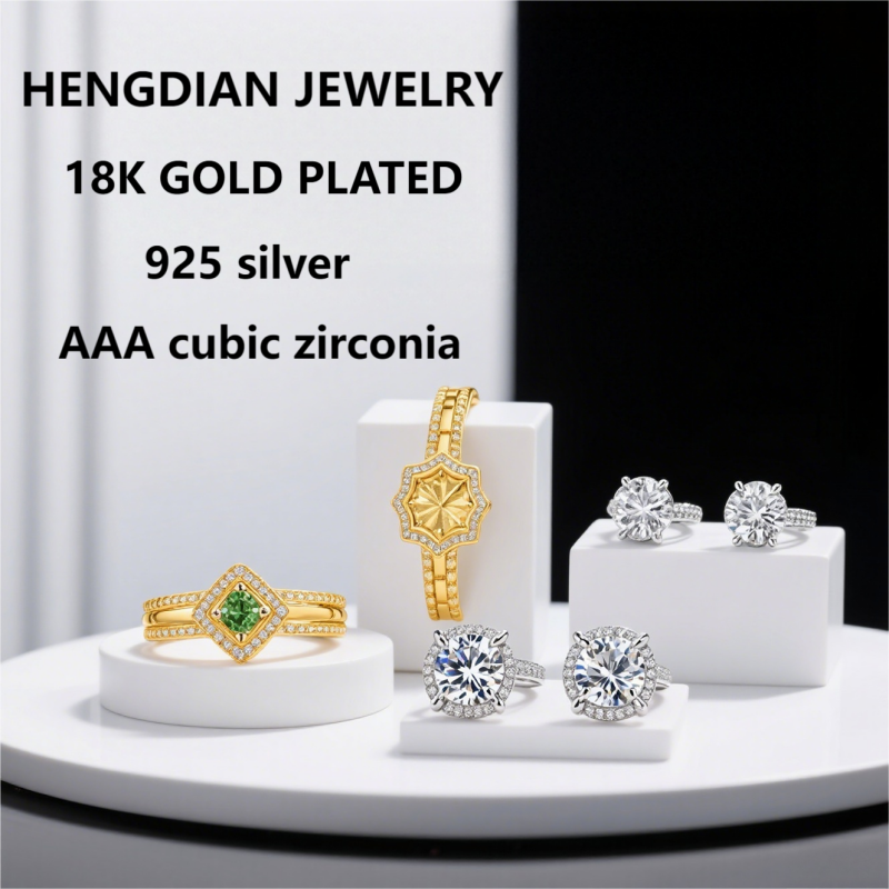 Hengdian Jewelry: 18k gold plated, 925 silver, AAA cubic zirconia