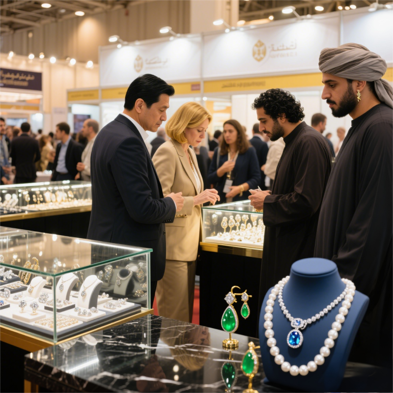 Jewelry wholesale companies participate in a jewelry trade fair