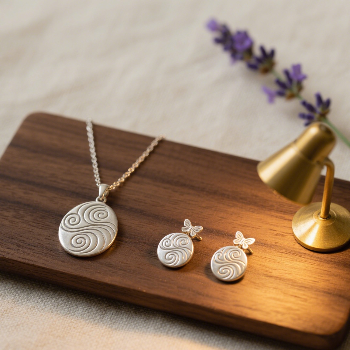 Engraved S925 silver jewelry set wholesale for sentimental value